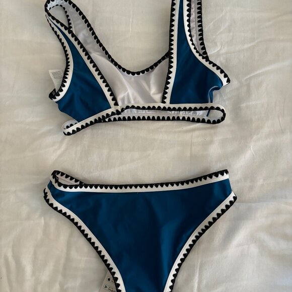 Cupshe Sporty Blue and Black Crochet Bikini-NWT - Picture 2 of 4